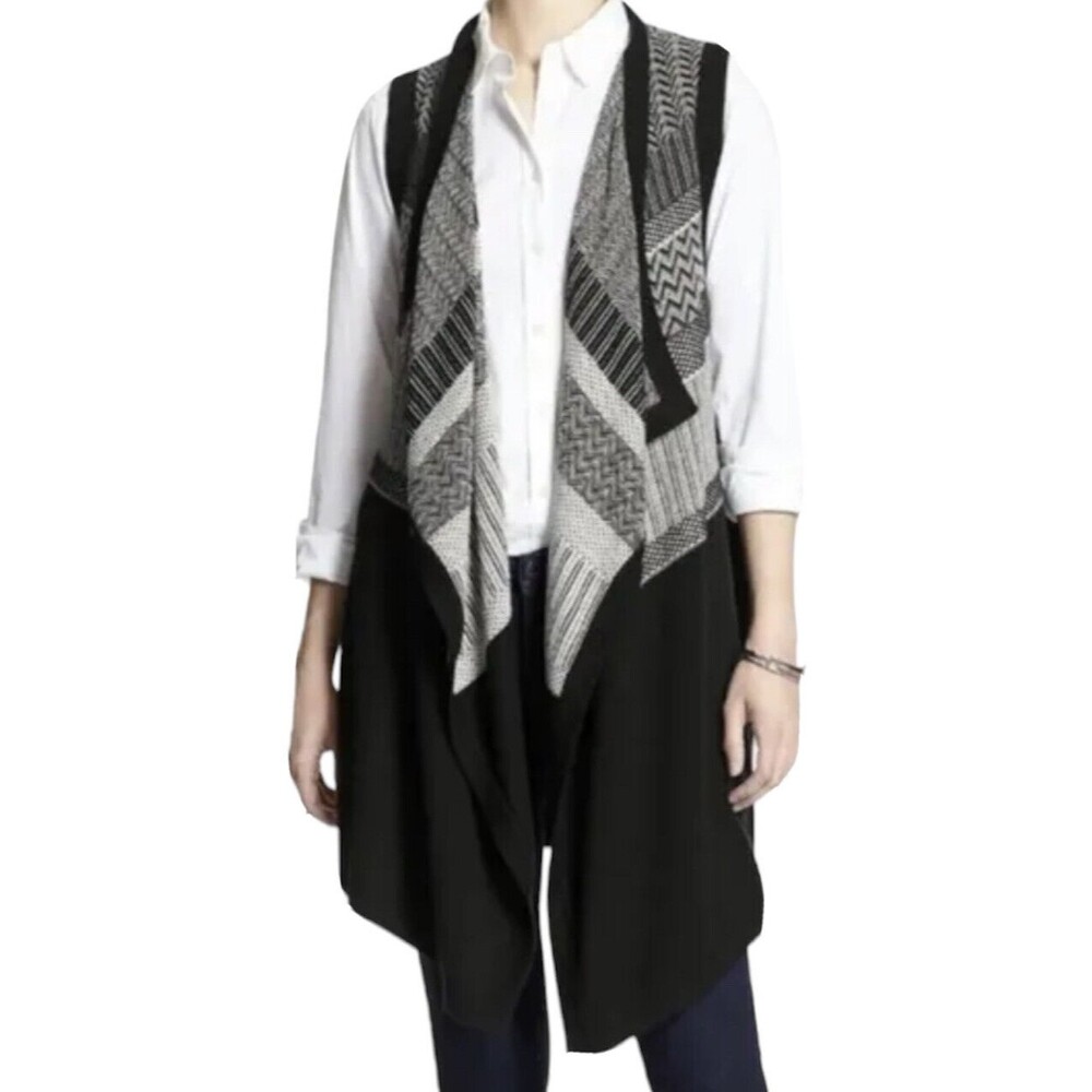 Banana Republic cardigan sweater vest M Waterfall Draped eclectic Artsy Tribal